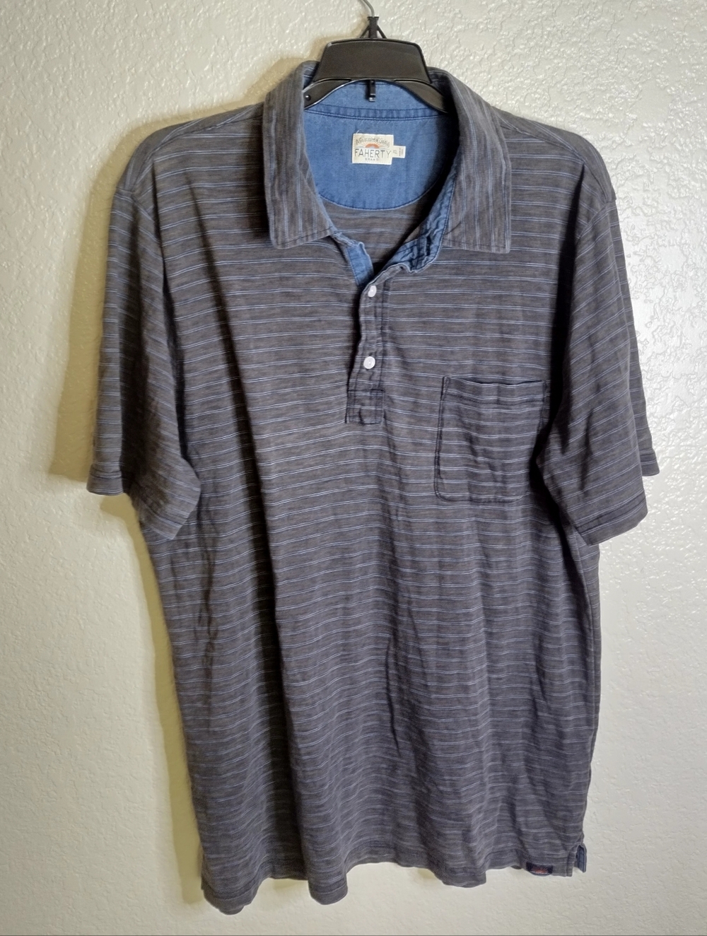 Faherty Isle Polo Shirt Striped Short Sleeve Sz Xl